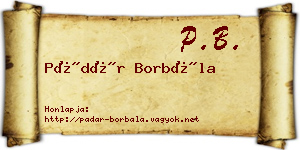 Pádár Borbála névjegykártya